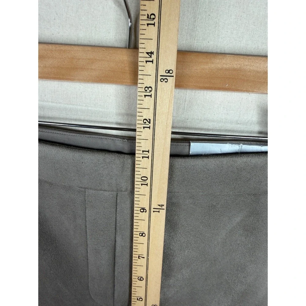 New Chicos Ponte Front Suede Pants size 2R (12R) Earthen Taupe Grayish‎